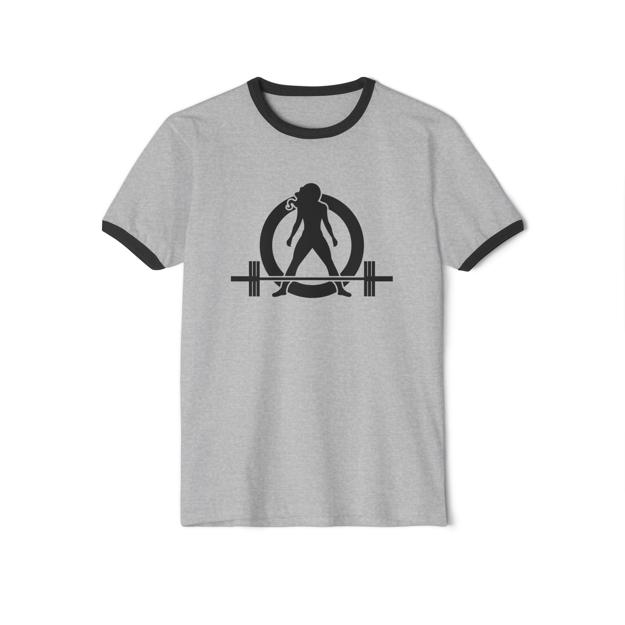 Strong is Beautiful - Unisex Cotton Ringer T-Shirt - Distressed Black Logo Front & Back