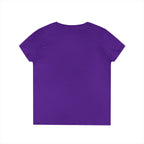 Ladies' V-Neck T-Shirt -  White Distressed Logo