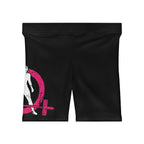 Women's Biker Shorts - Black with Distressed Color Logo