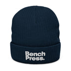 Bench Press Embroidered Ribbed Beanie – Workout Gym Hat
