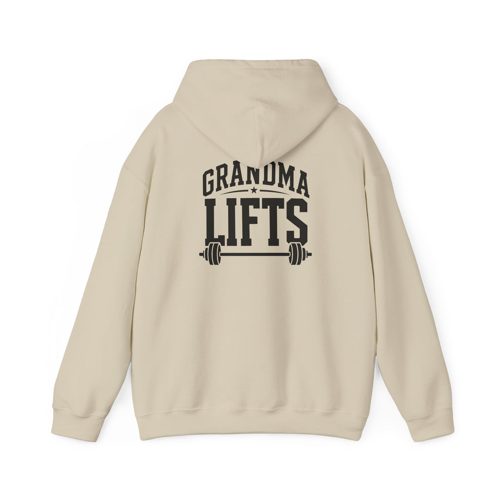 Grandma Lifts - Unisex Heavy Blend™ Hooded Sweatshirt - White Logo Front & Back