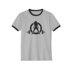 ALL I NEED IS COFFEE & A Barbell - Unisex Cotton Ringer T-Shirt - Black Logo Front & Back