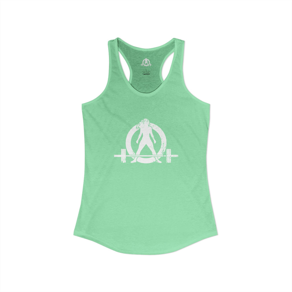 I Could Squat You - Women's Ideal Racerback Tank - White Logo Front & Back