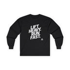 Lift Heavy Run Fast - Ultra Cotton Long Sleeve Tee - White Logo Front