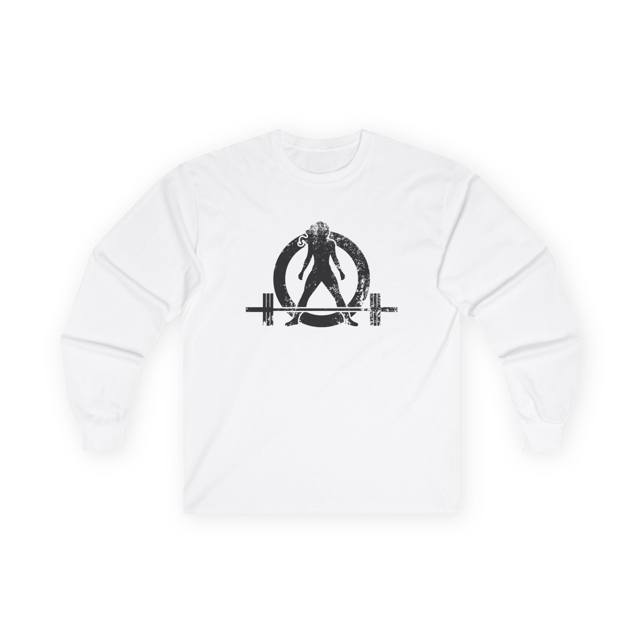 Lift Heavy Run Fast - Ultra Cotton Long Sleeve Tee - Black Logo Front & Back