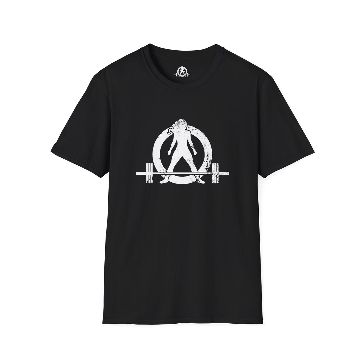 Drink Caffeine. Wear Black. Lift Heavy Shit. — Unisex Softstyle Tee — Black — White Front & Back