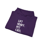 Lift Heavy Pet Cats - Unisex Heavy Blend Hooded Sweatshirt - White Logo