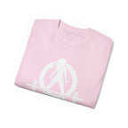 Unisex Ultra Cotton Tee - Classic White Logo - Plain Back