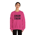 Iron Sharpens Iron - Unisex Heavy Blend™ Crewneck Sweatshirt - Front Black Logo - Plain Back