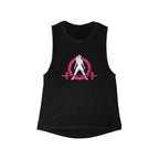 Flowy Scoop Muscle Top - Black Distressed Color Logo