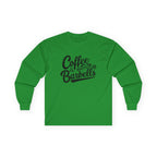 Coffee & Barbells - Unisex Ultra Cotton Long Sleeve Tee - Black Front Logo Plain Back