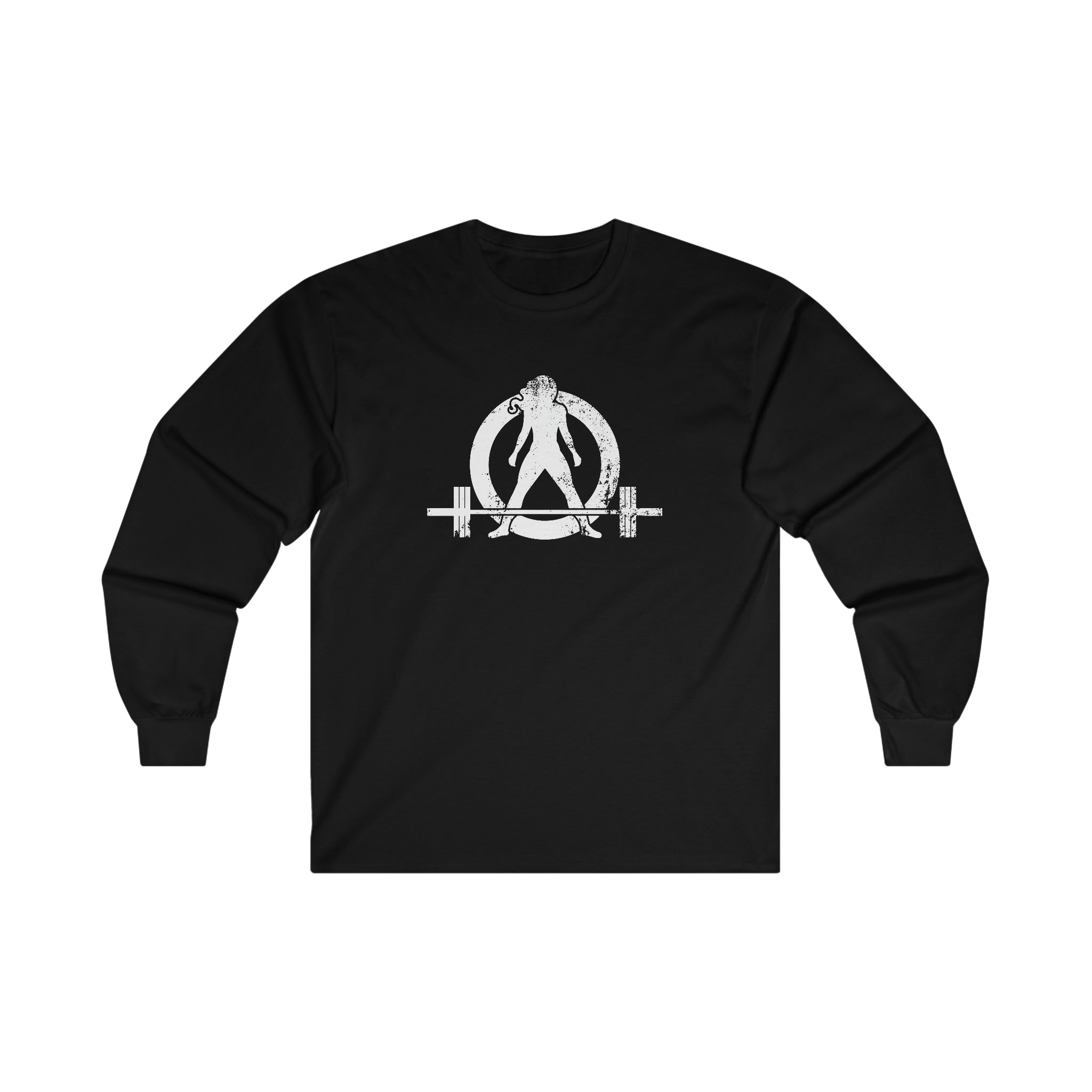 Distressed - Ultra Cotton Long Sleeve Tee - White Logo