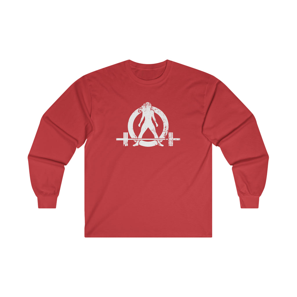 Distressed - Ultra Cotton Long Sleeve Tee - White Logo