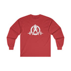 Distressed - Ultra Cotton Long Sleeve Tee - White Logo