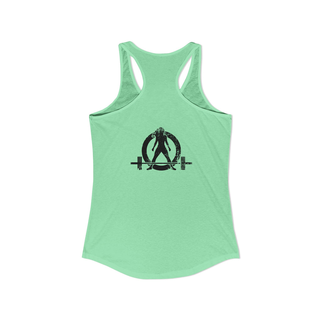 I Could Squat You - Women's Ideal Racerback Tank - Black Front & Back Logo