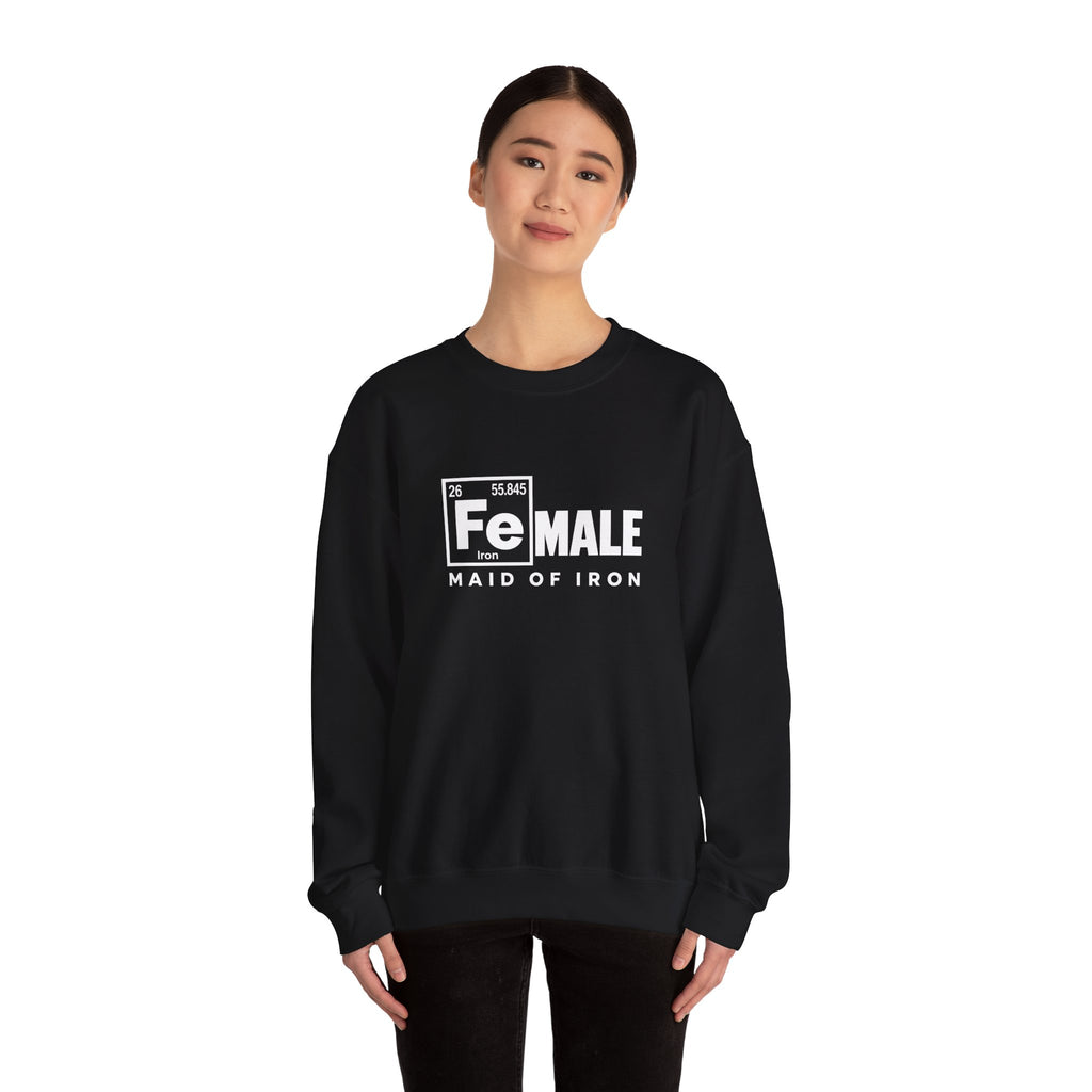 Maid of Iron - Black Crewneck Sweatshirt - Front Print + Plain Back