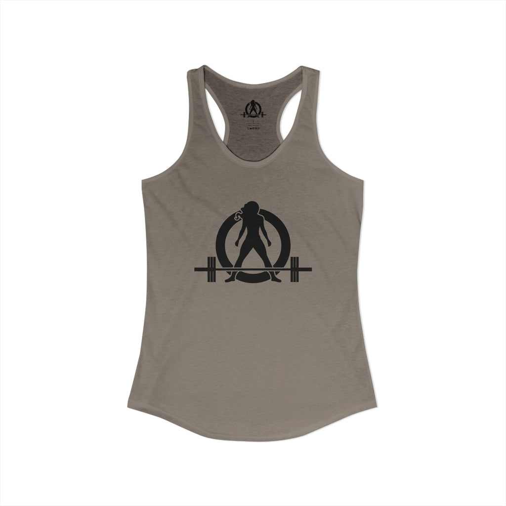 Grandma Lifts - Women's Ideal Racerback Tank - Black Logo Front & Back