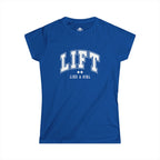 Lift Like A Girl - Women's Softstyle Tee - White Logo Main Front & Back