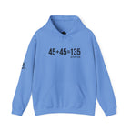 45 + 45 = 135 - Unisex Heavy Blend Hooded Sweatshirt  - Front Black & Shoulder Logo