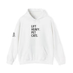 Lift Heavy Pet Cats – Unisex Heavy Blend™ Hooded Sweatshirt (Black Logo) 🏋️‍♂️🐱