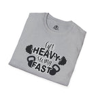 Lift Heavy Swing Fast - Unisex Softstyle T-Shirt - Front Logo Plain Back