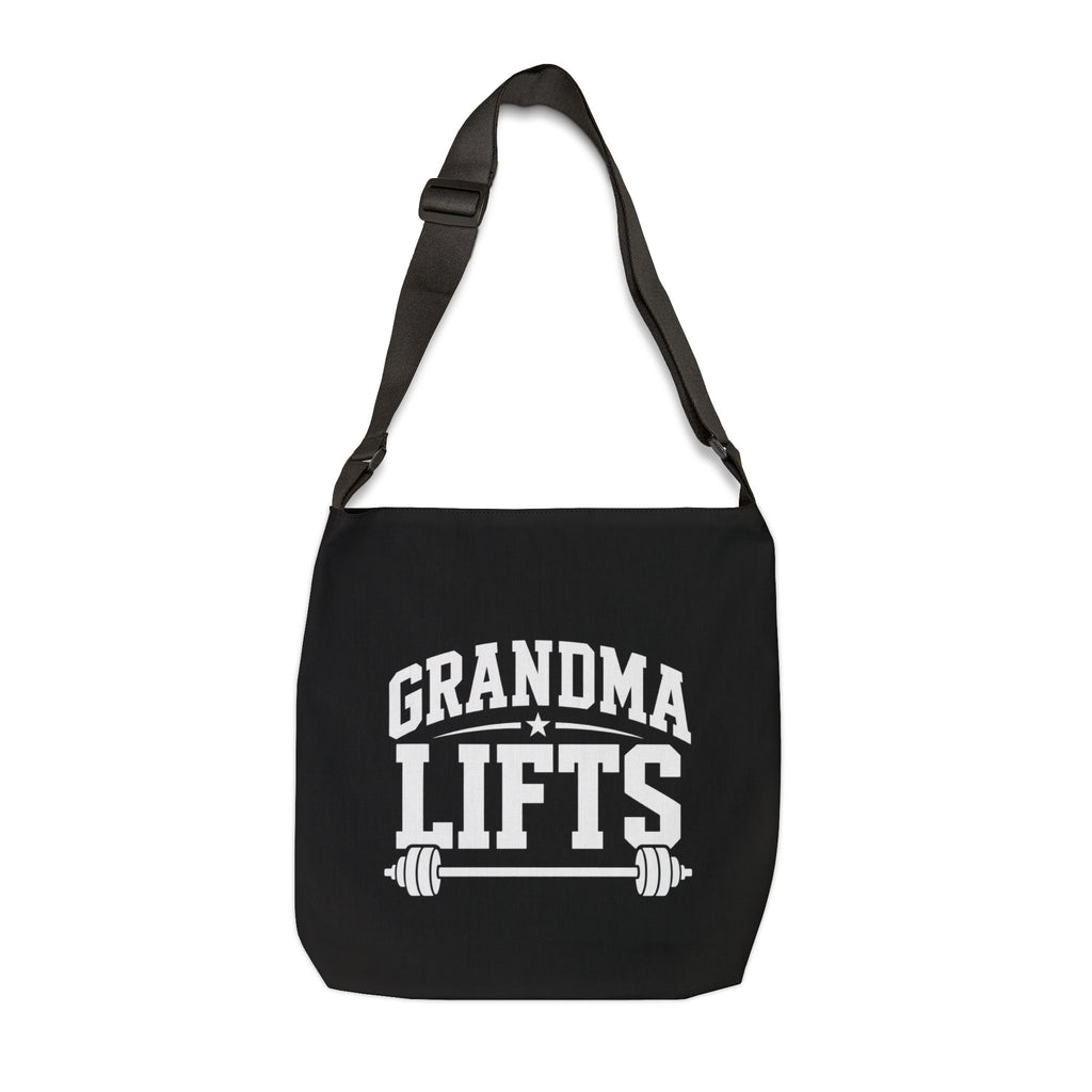 Grandma Lifts Adjustable Tote Bag — Fitness Grandma Weightlifting Gym Tote