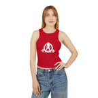 Women's Micro Rib Racer Tank Top - White Classic Logo