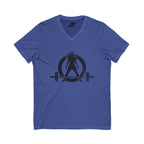 Strong Is Beautiful - Distressed Black Logo - Unisex Jersey Short Sleeve V-Neck Tee