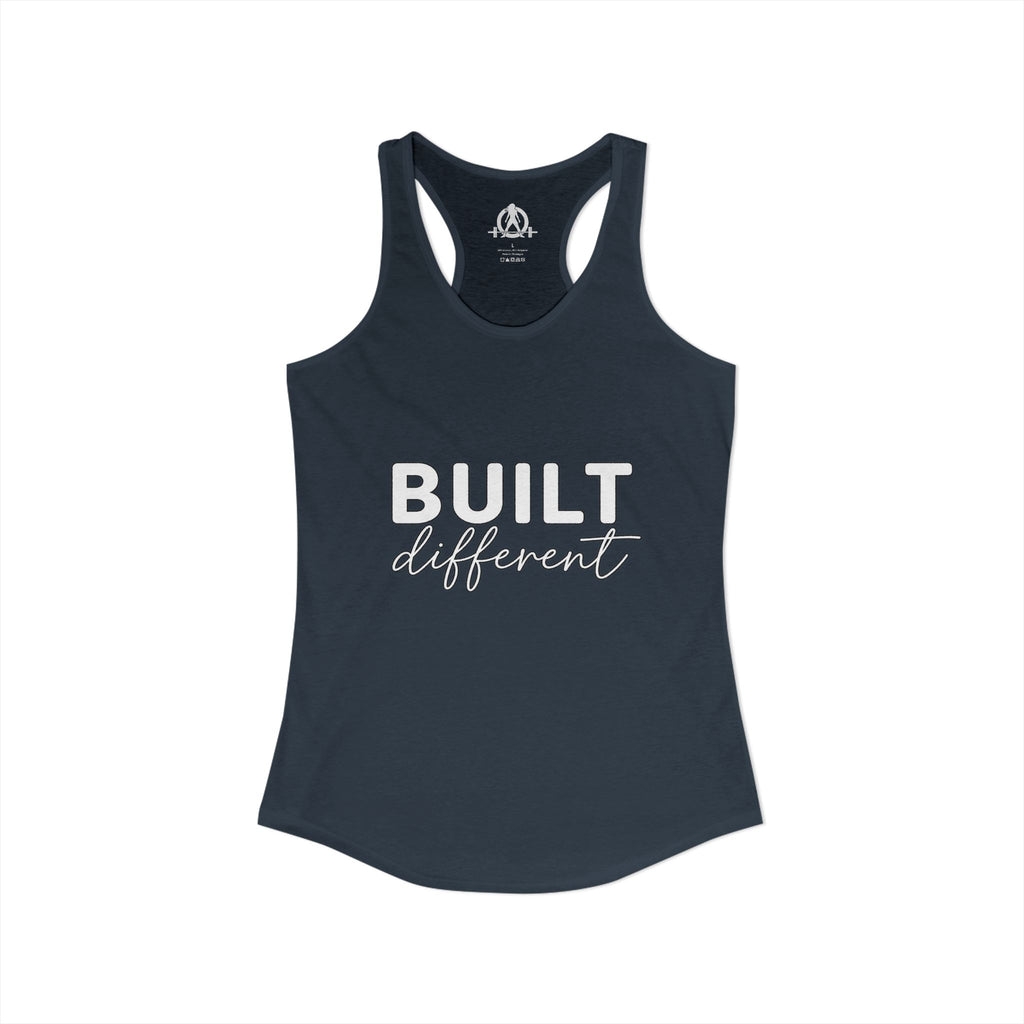 Built Different - Women's Ideal Racerback Tank - White Logo