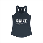 Built Different - Women's Ideal Racerback Tank - White Logo