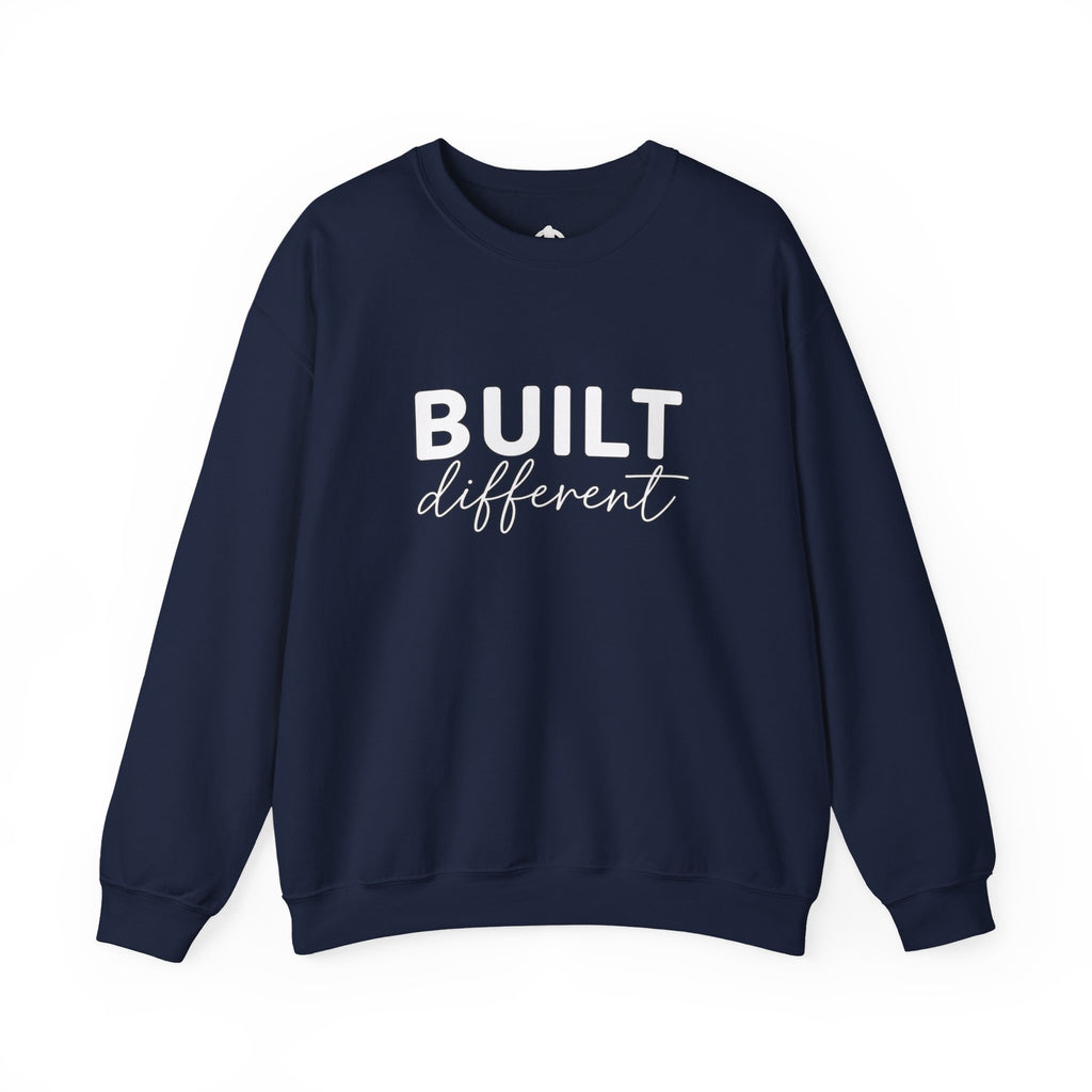 Built Different Crewneck Sweatshirt — Front & Back White Logo