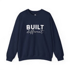 Built Different Crewneck Sweatshirt — Front & Back White Logo
