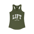 Lift Like A Girl - Women's Ideal Racerback Tank - White Logo Plain Back