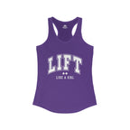 Lift Like A Girl - Women's Ideal Racerback Tank - White Logo Plain Back