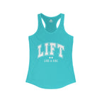 Lift Like A Girl - Women's Ideal Racerback Tank - White Logo Plain Back