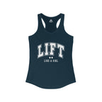Lift Like A Girl - Women's Ideal Racerback Tank - White Logo Plain Back