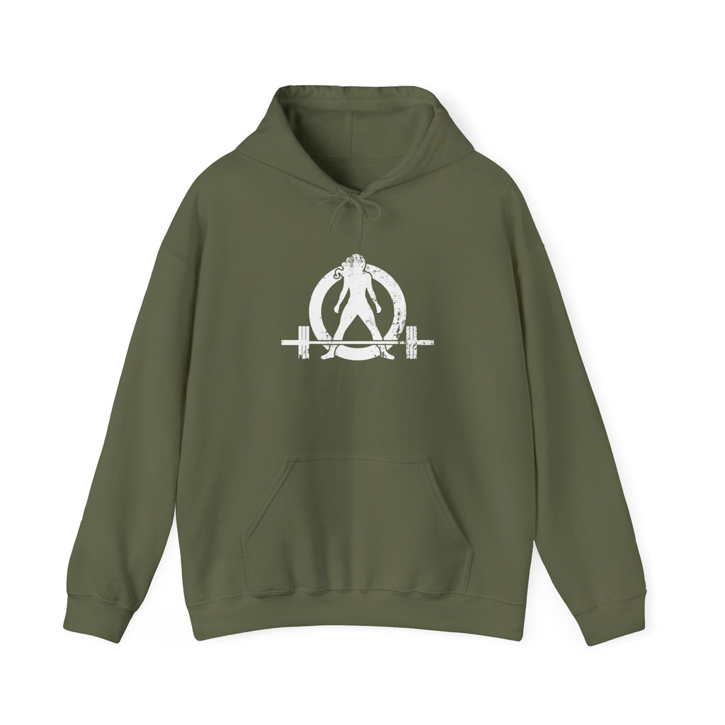 I DON’T WANT TO LOOK SKINNY – Unisex Heavy Blend™ Hooded Sweatshirt (White Distressed Logo)