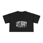 Lift Heavy Shit - Women's Crop Tee - White Front Logo