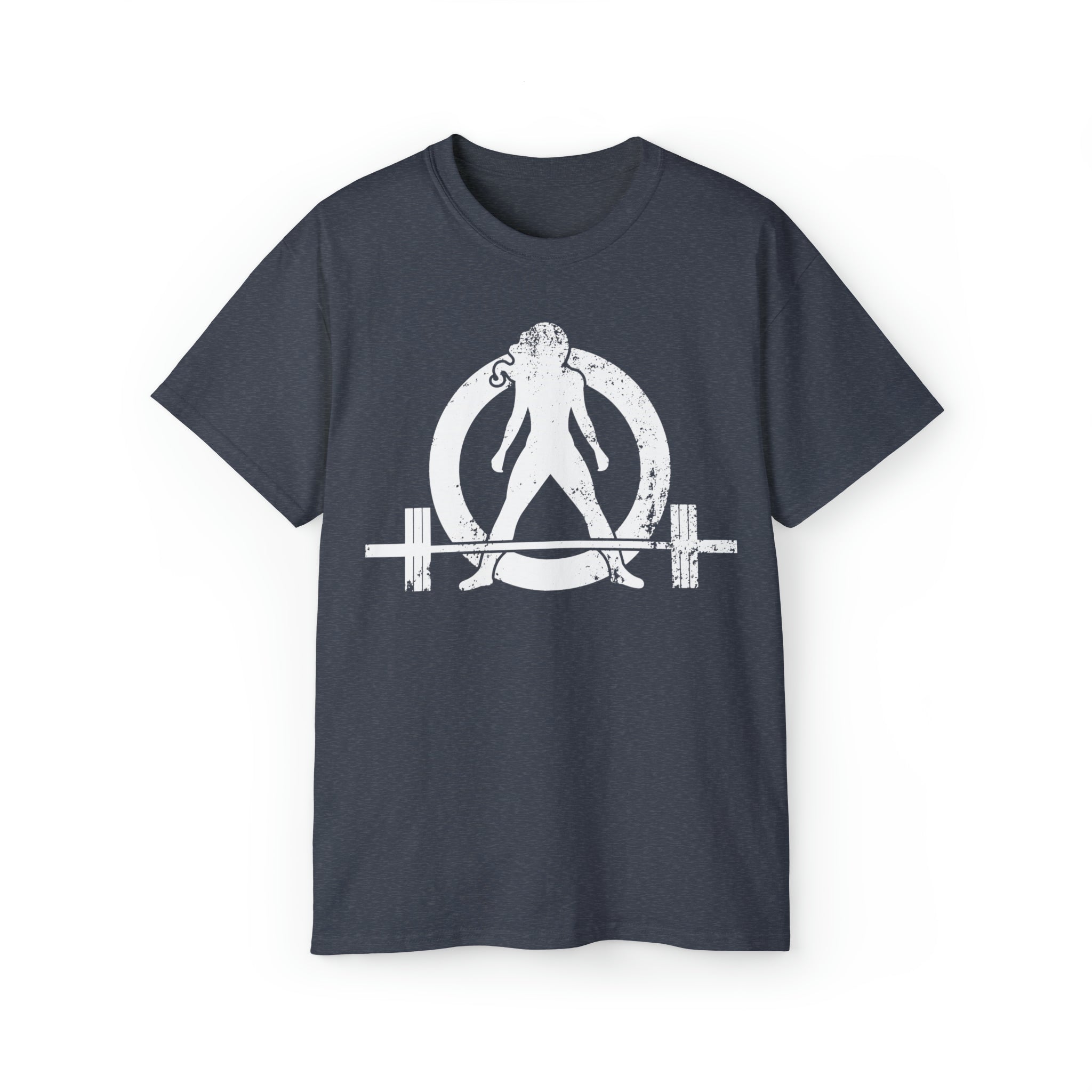 Unisex Ultra Cotton Tee - Distressed White Logo - Plain Back