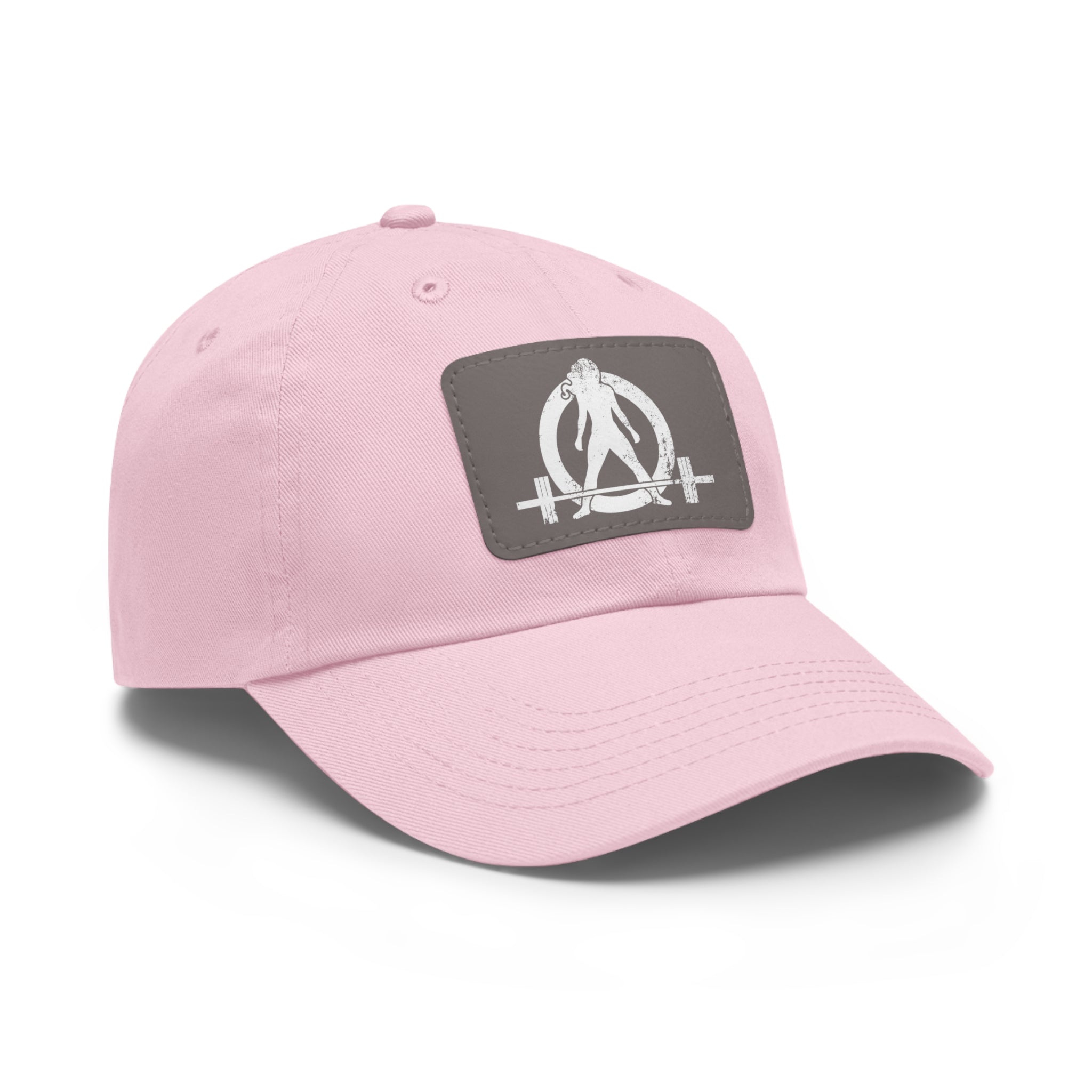 Distressed - Dad Hat with Leather Patch (Rectangle) - White Font