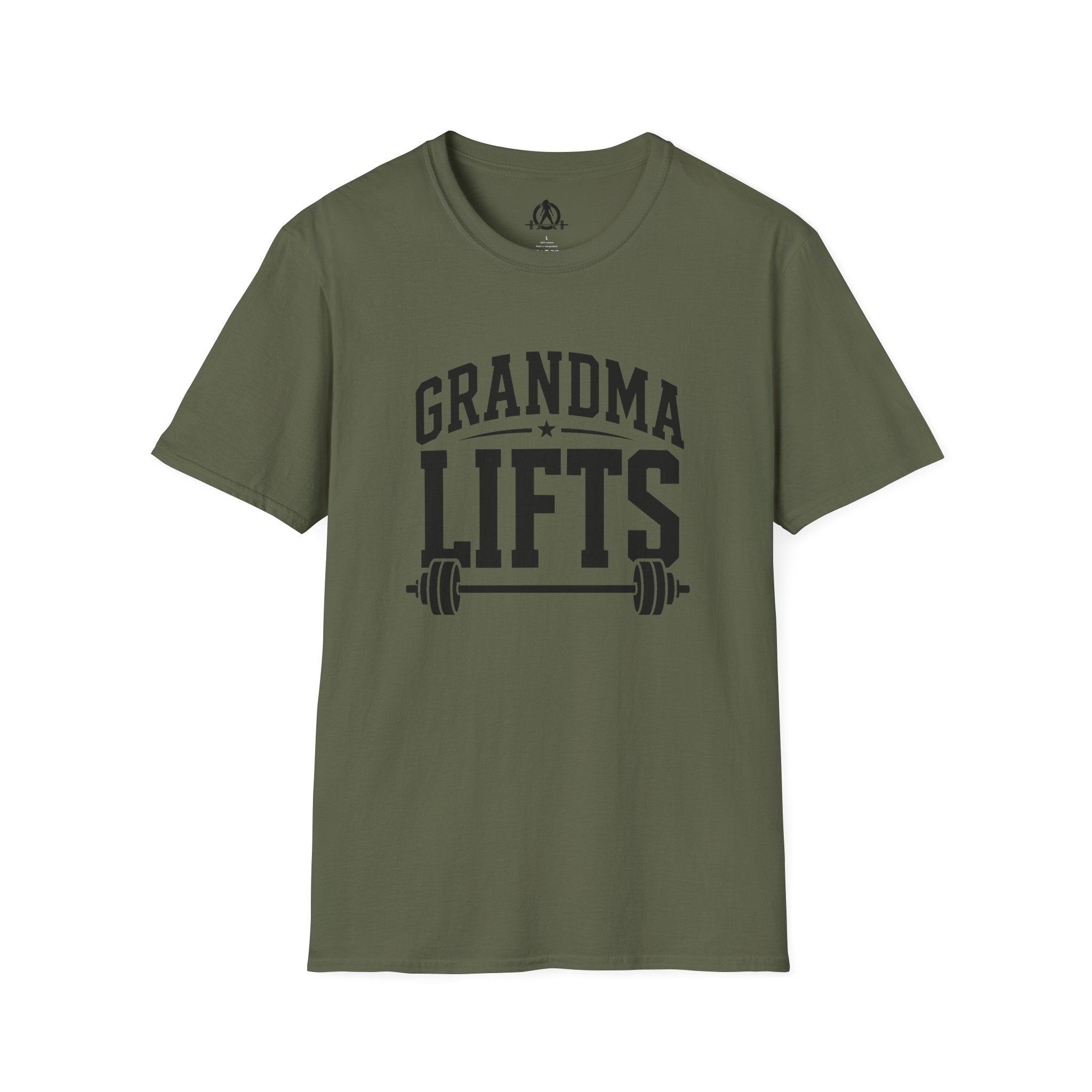 Grandma Lifts -  Unisex Softstyle T-Shirt — Front Black Logo