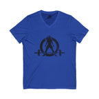 Strong Is Beautiful - Distressed Black Logo - Unisex Jersey Short Sleeve V-Neck Tee