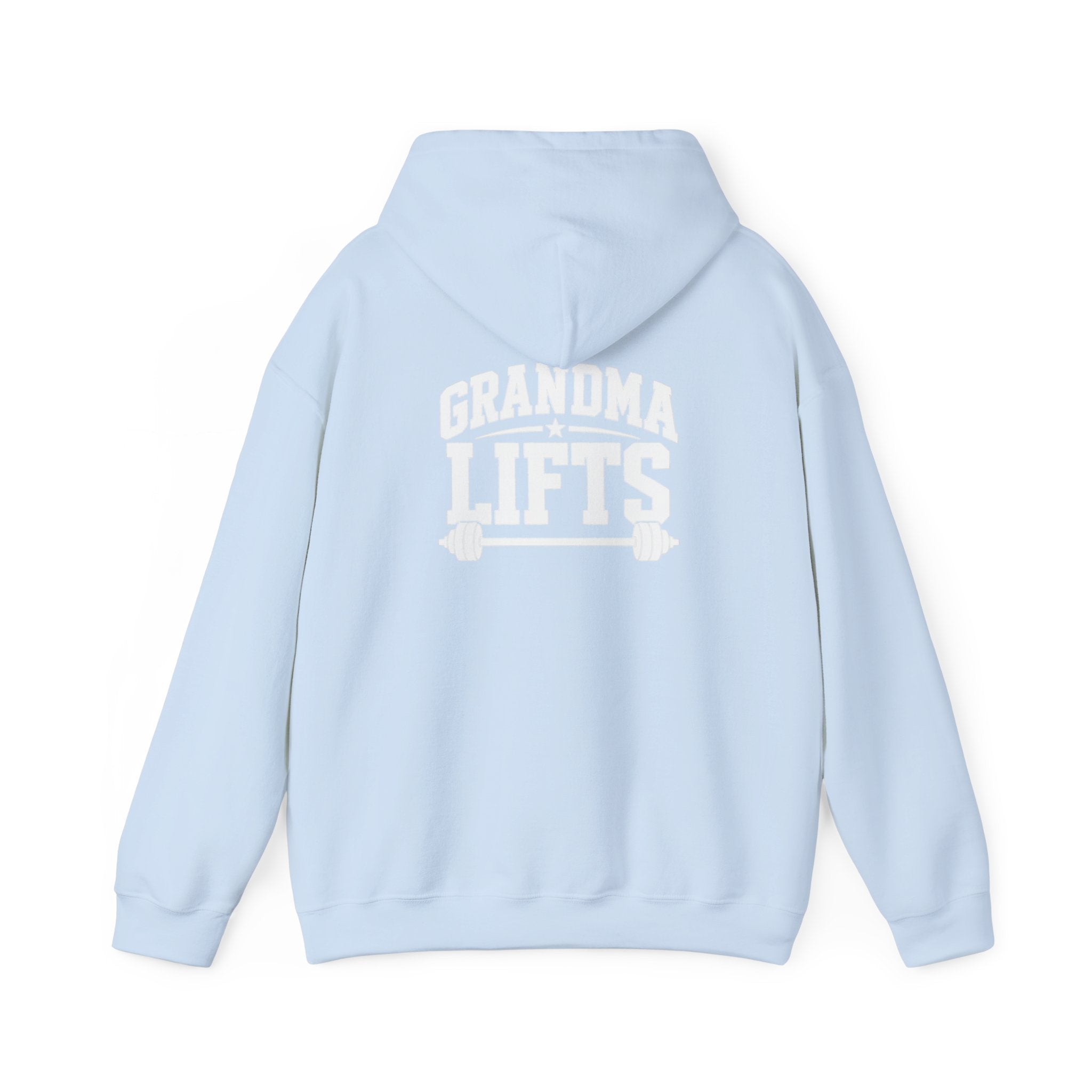 Grandma Lifts - Unisex Heavy Blend™ Hooded Sweatshirt - White Logo Front & Back
