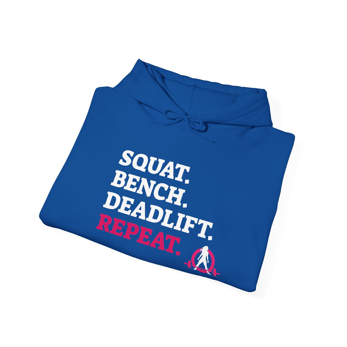 WWLW “Squat • Bench • Deadlift • Repeat” Hoodie - White Logo - Plain Back