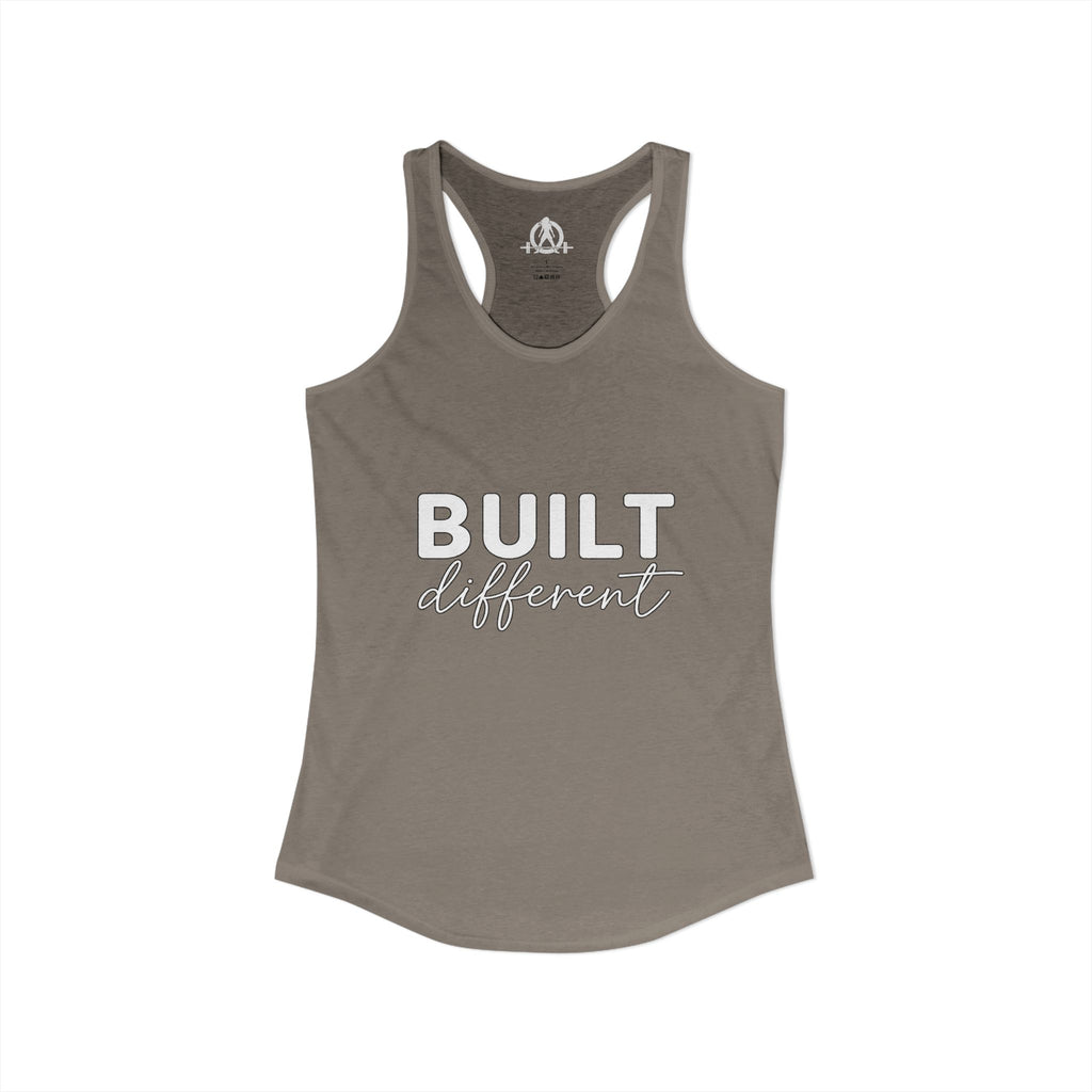 Built Different - Women's Ideal Racerback Tank - White Logo