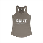 Built Different - Women's Ideal Racerback Tank - White Logo