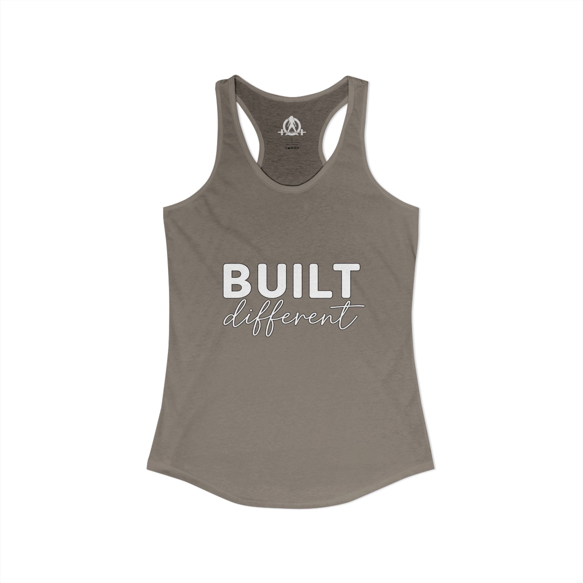 Built Different - Women's Ideal Racerback Tank - White Logo