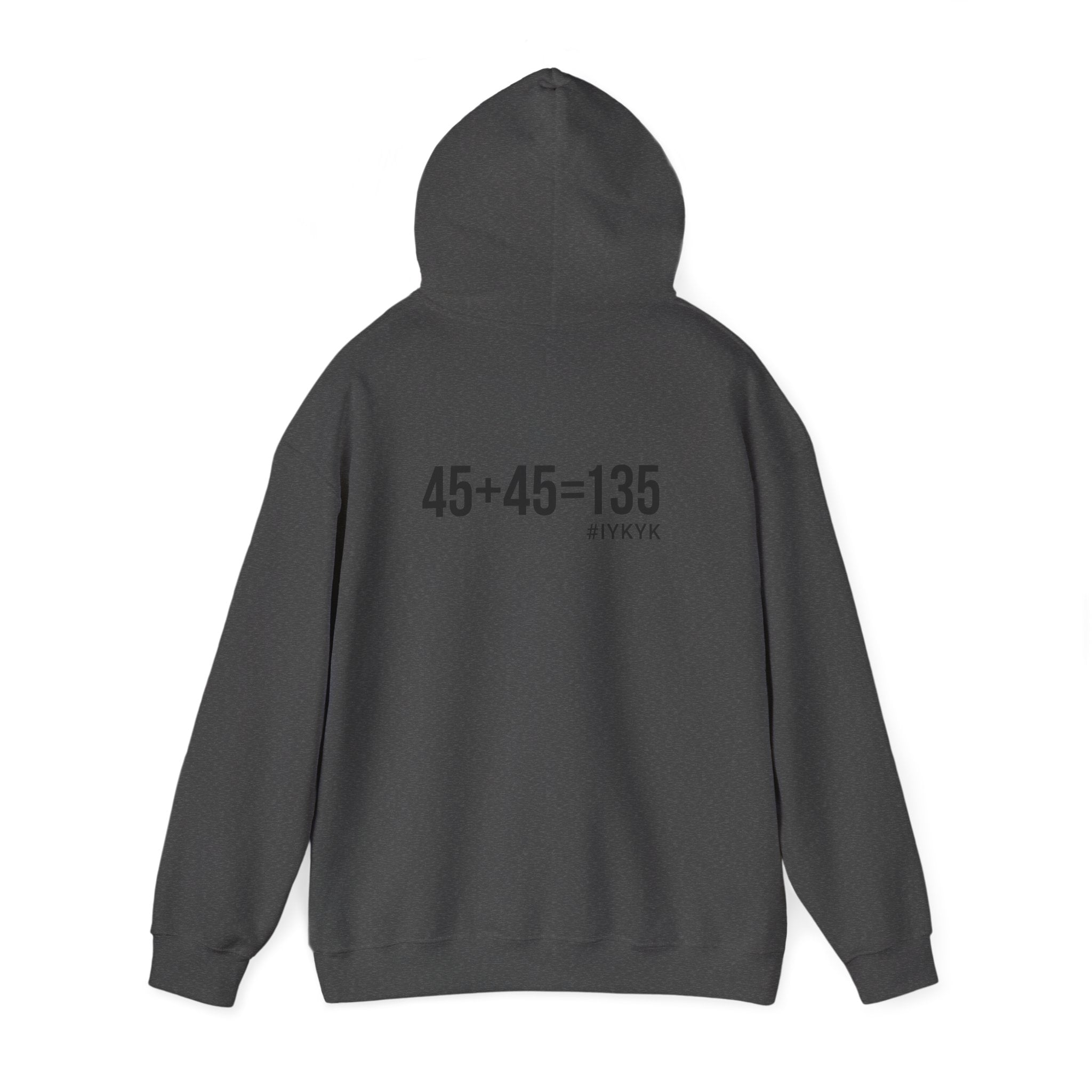 45 + 45 = 135 - Unisex Heavy Blend Hooded Sweatshirt  - Black Logo