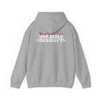 Good Girls Tone Bad Girls Deadlift - Distressed White Dark Logo - Unisex Heavy Blend Hooded Sweatshirt