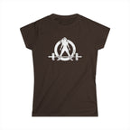 Lift Heavy Shit - Women's Softstyle Tee - White Distressed Logo + Print On Back